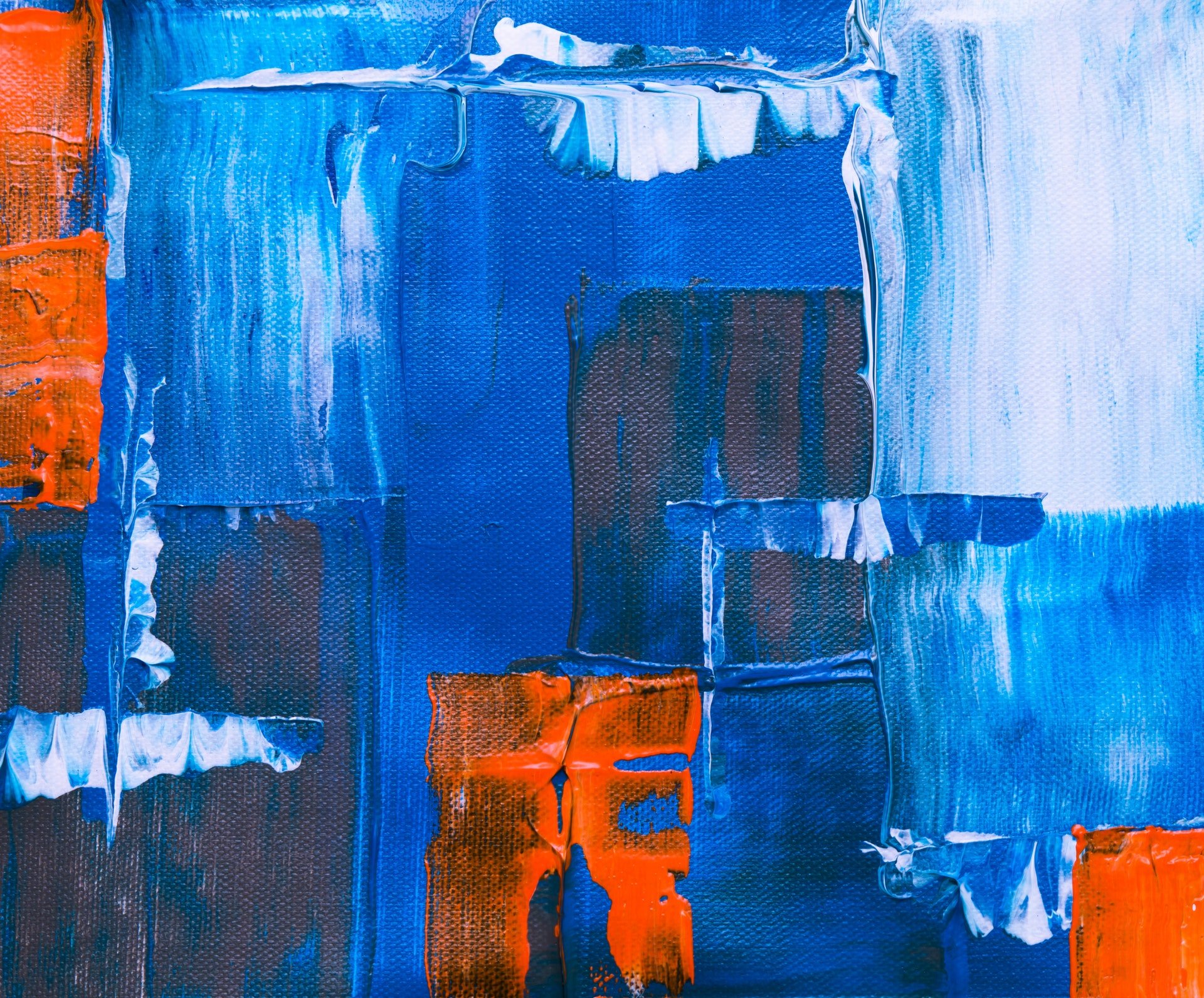 Abstract blue and orange painted texture