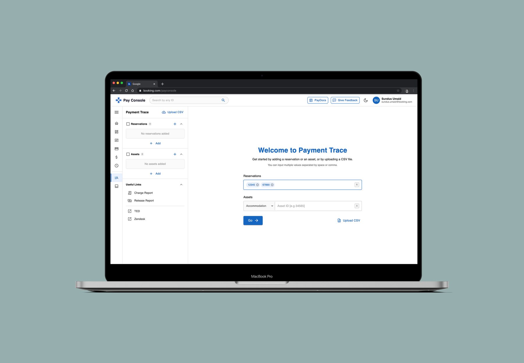 Paytrace prototype screen 2